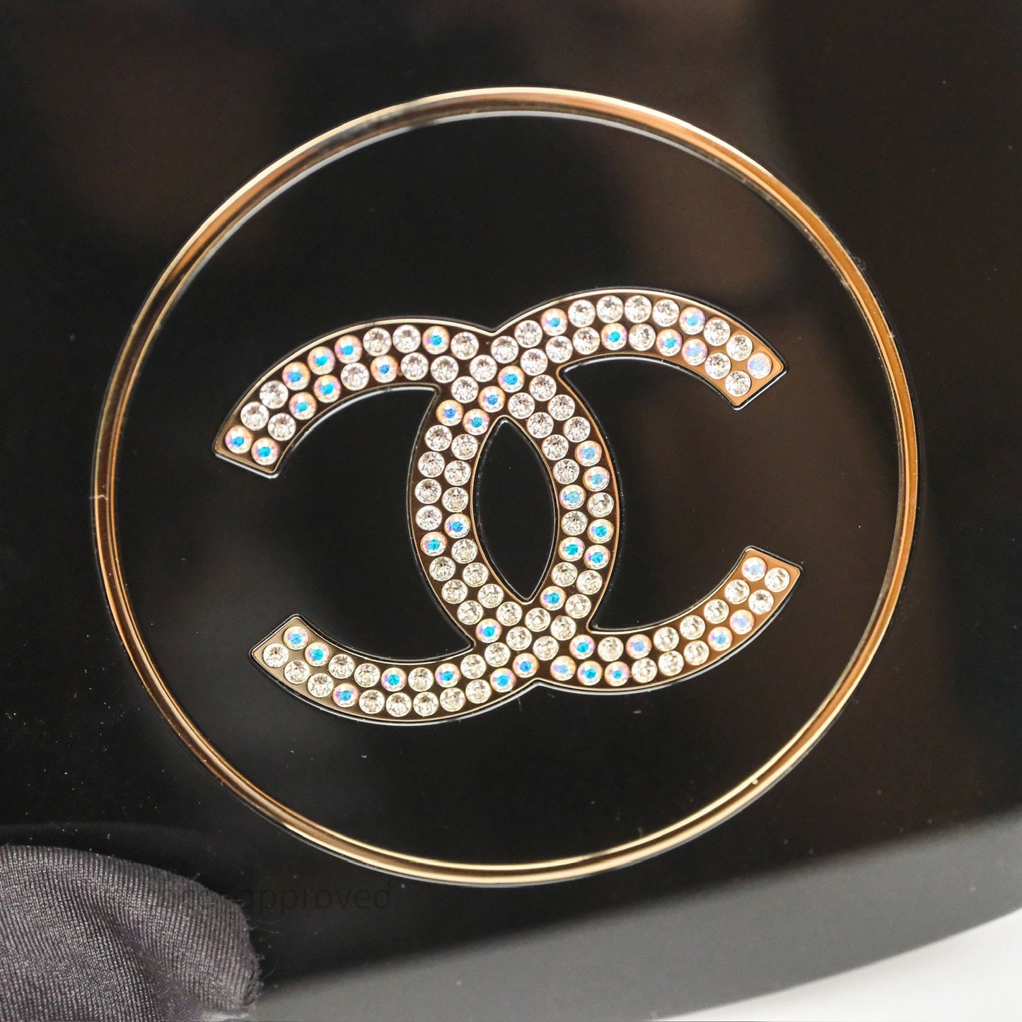 Chanel Makeup Palette Minaudiere Black Plexi Strass Gold Hardware
