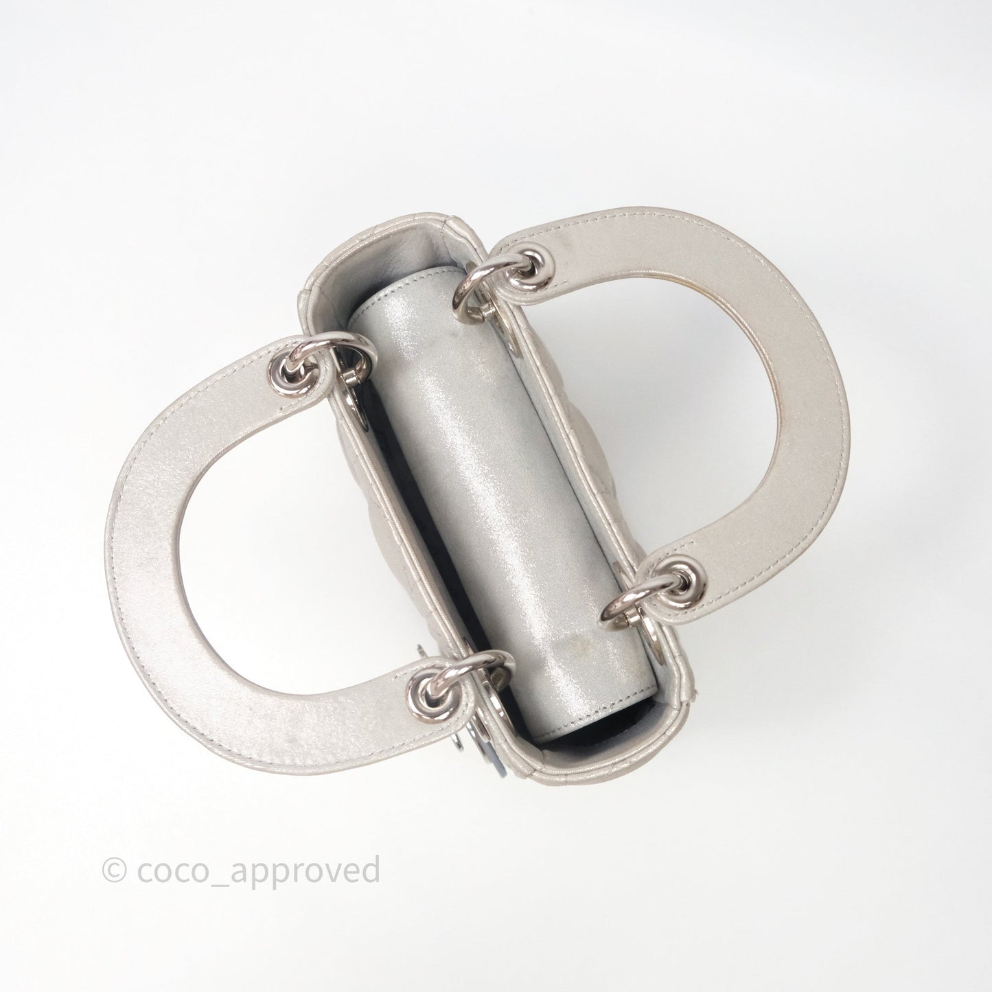 Christian Dior Mini Lady Dior Metallic Silver Nubuck Silver Hardware