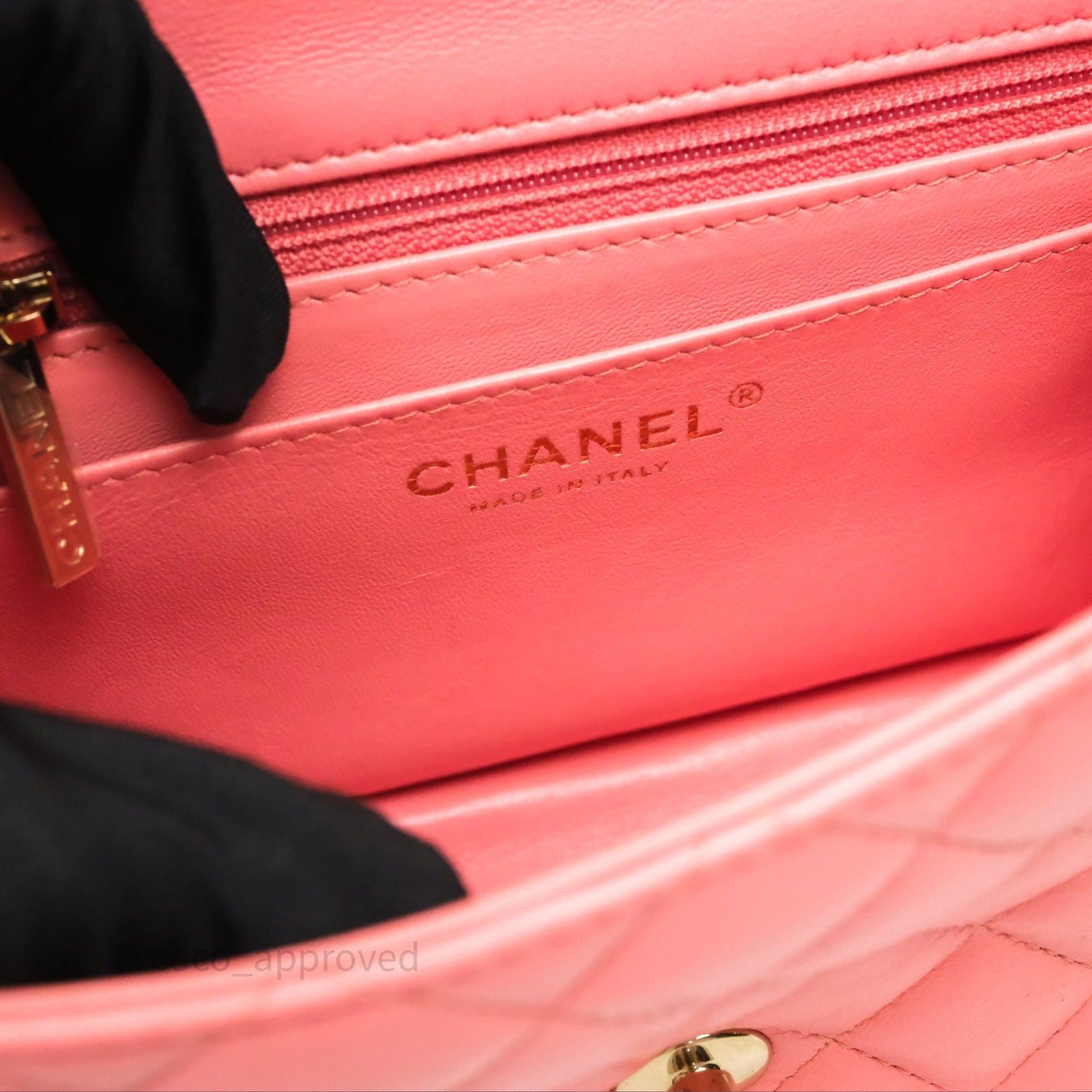 Chanel Mini Square Flap Quilted Pink Lambskin Gold Hardware