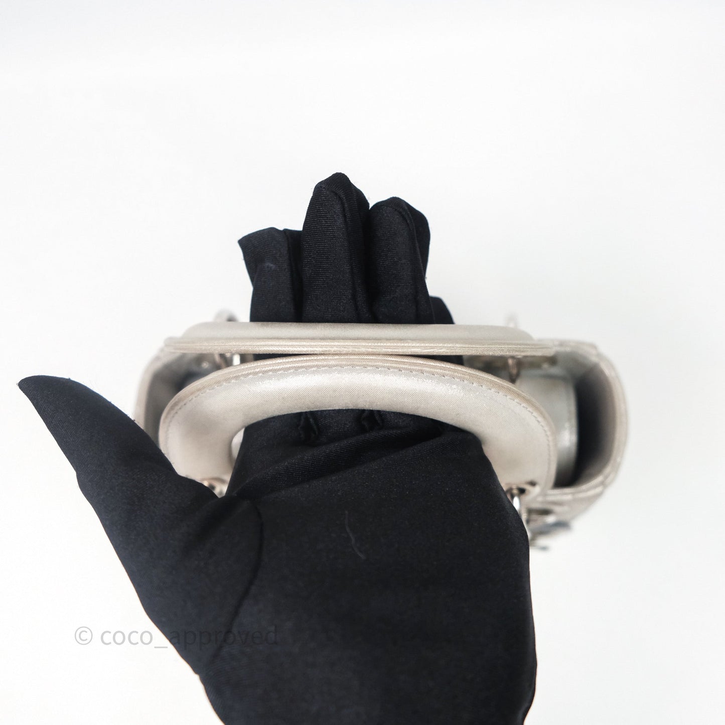Christian Dior Mini Lady Dior Metallic Silver Nubuck Silver Hardware