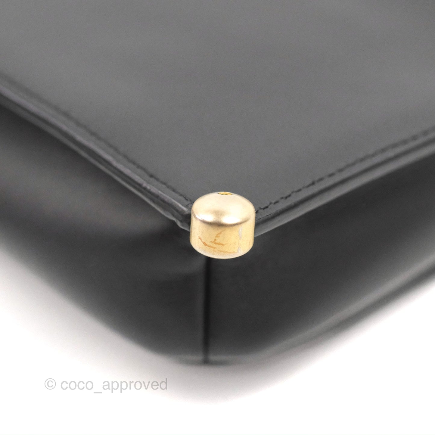 Chanel Chain Handle Flap Bag Black Calfskin Aged Gold Hardware
