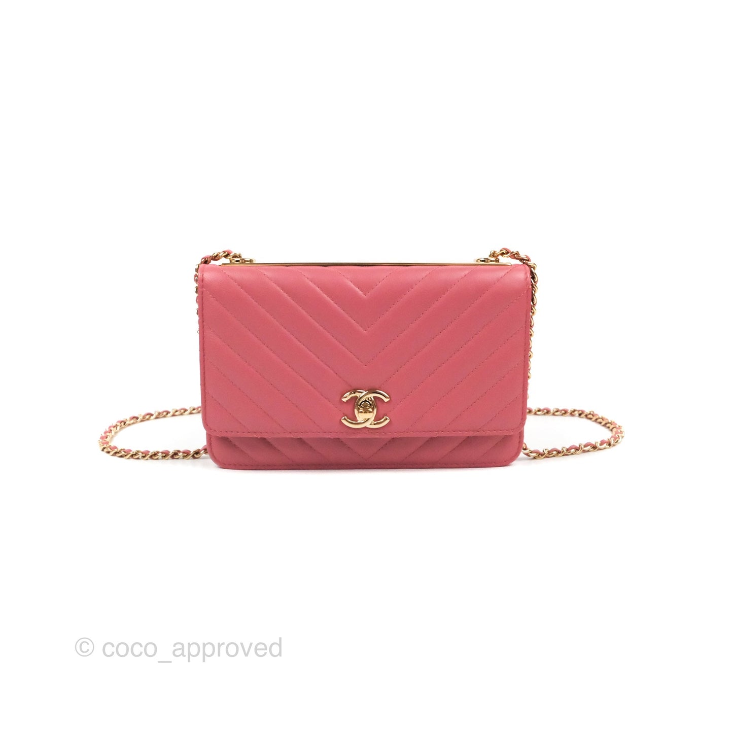 Chanel Trendy CC WOC Chevron Pink Lambskin Gold Hardware
