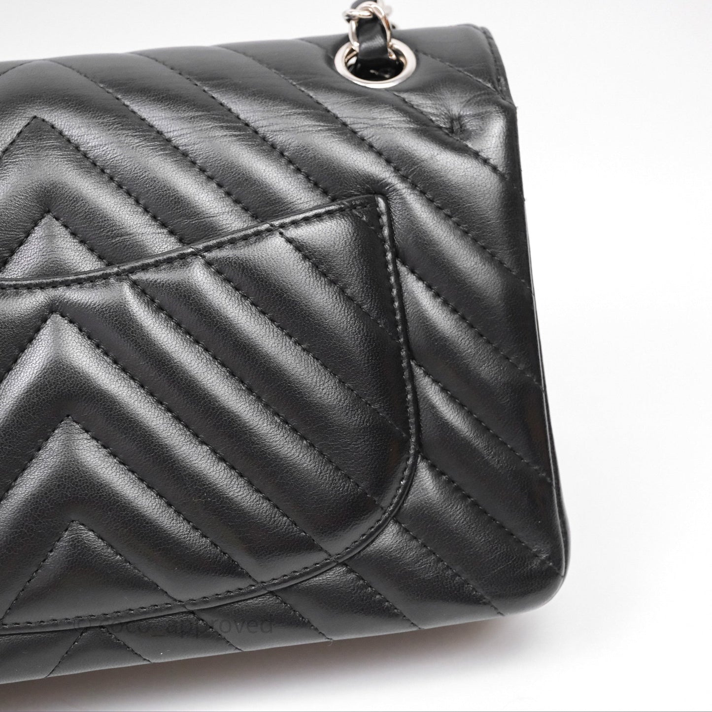 Chanel Small Flap Chevron Black lambskin Silver Hardware