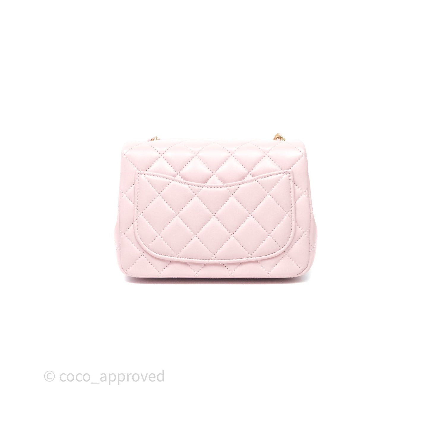 Chanel Pearl Crush Mini Square Quilted Dusty Pink Lambskin Aged Gold Hardware