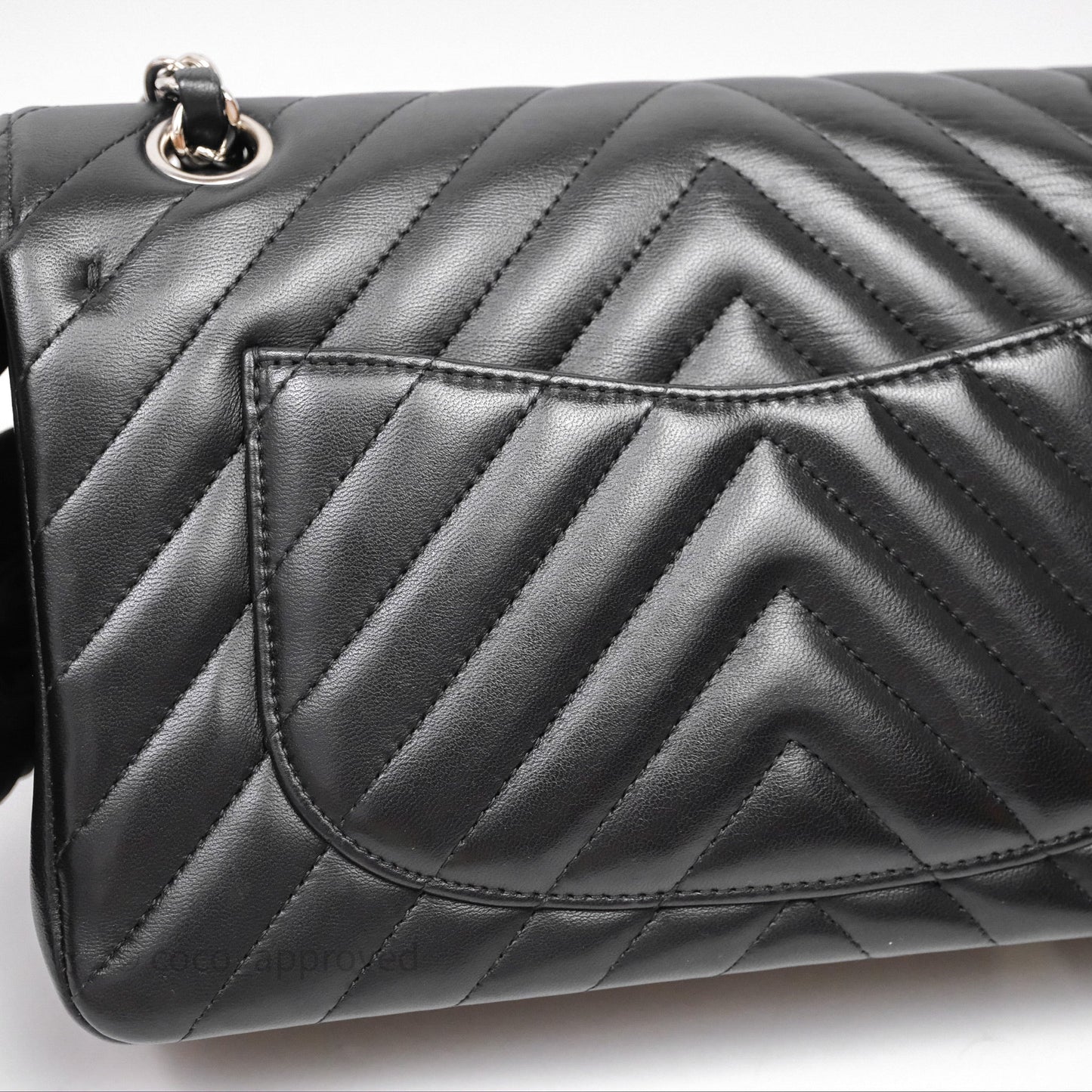 Chanel Small Flap Chevron Black lambskin Silver Hardware