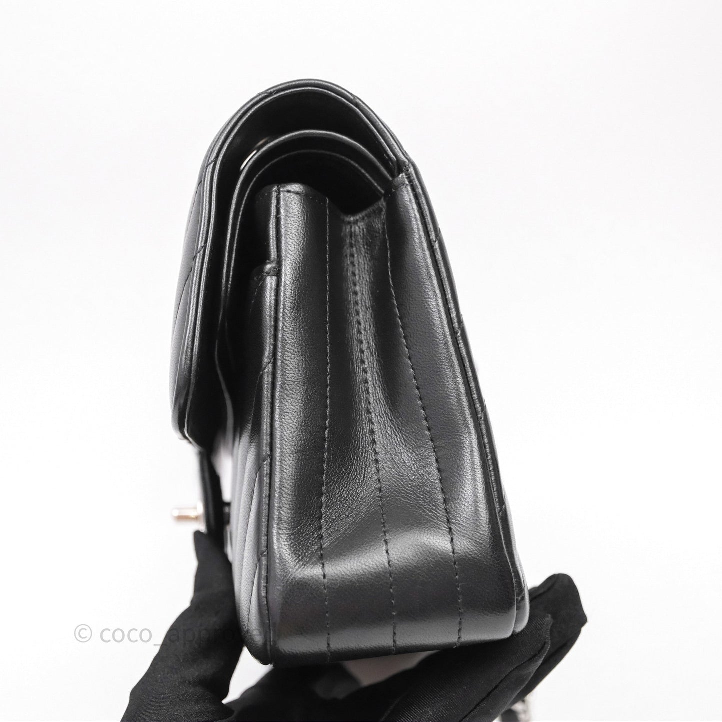 Chanel Small Flap Chevron Black lambskin Silver Hardware
