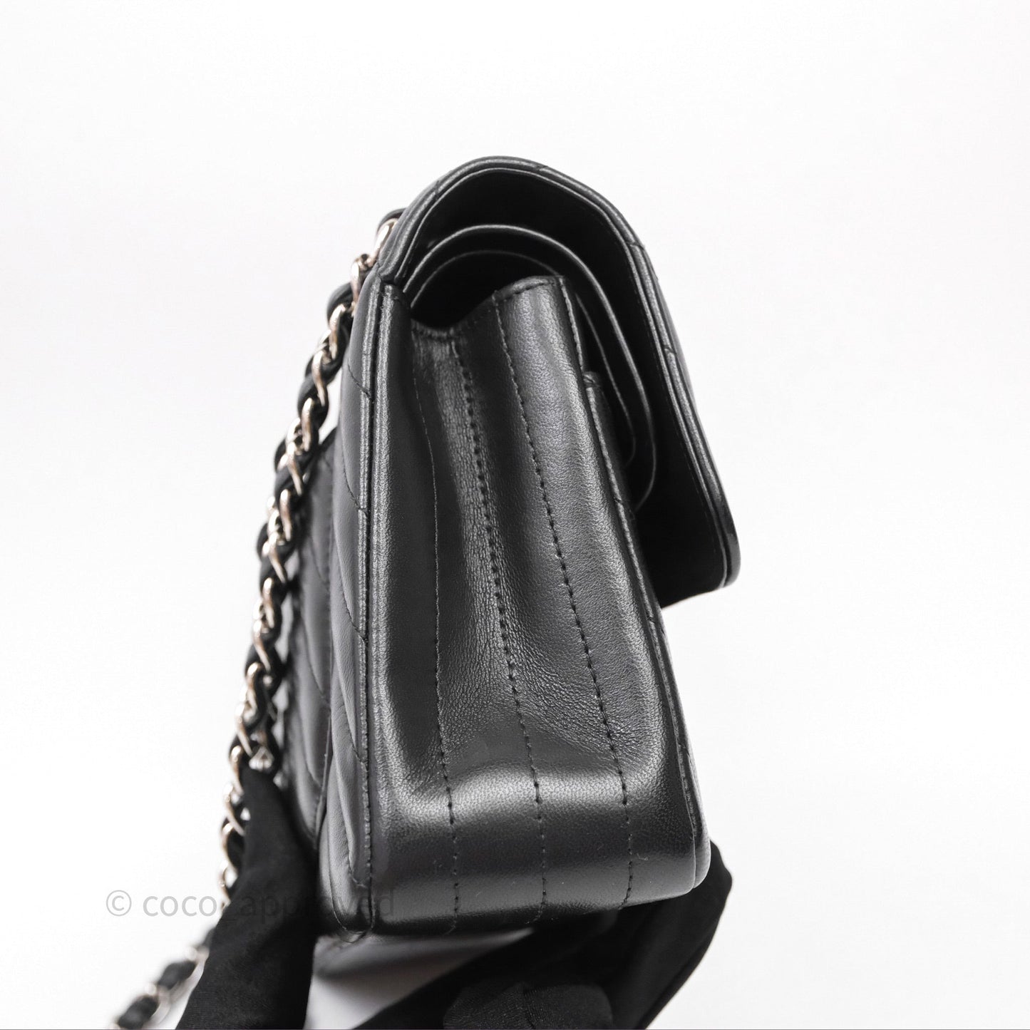 Chanel Small Flap Chevron Black lambskin Silver Hardware