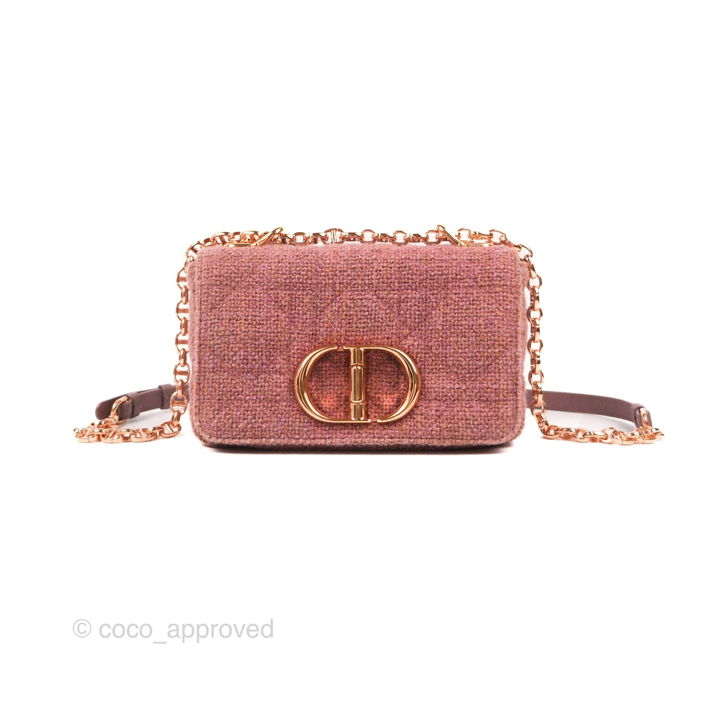 Dior Small Caro Bag Dark Pink Violine Canvas Rose Gold