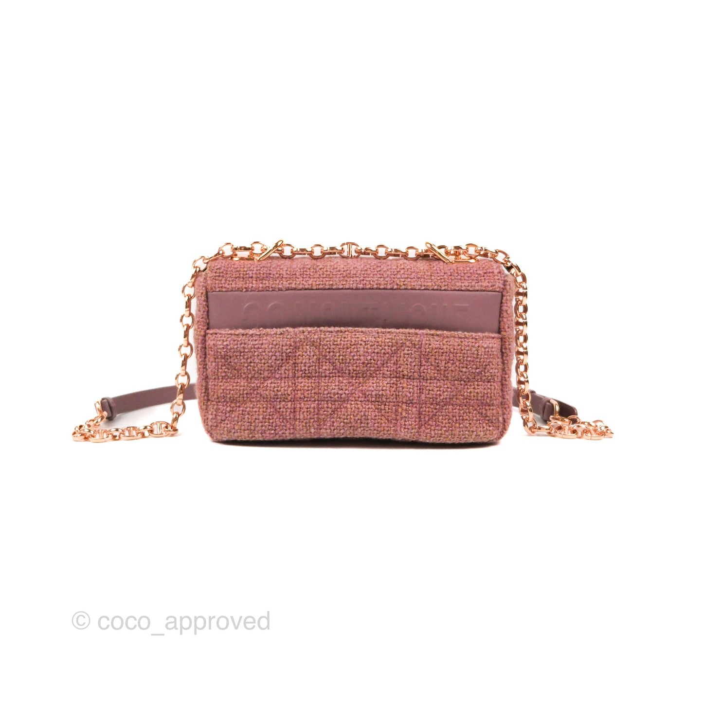 Dior Small Caro Bag Dark Pink Violine Canvas Rose Gold