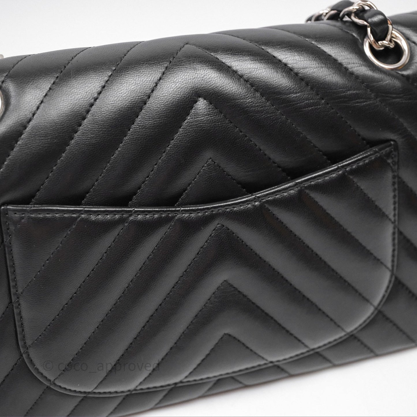 Chanel Small Flap Chevron Black lambskin Silver Hardware