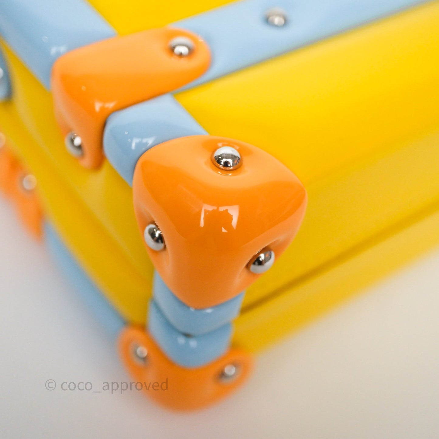 Louis Vuitton Petite Malle in Yellow/ Light Blue Glossy Calfskin Silver Hardware