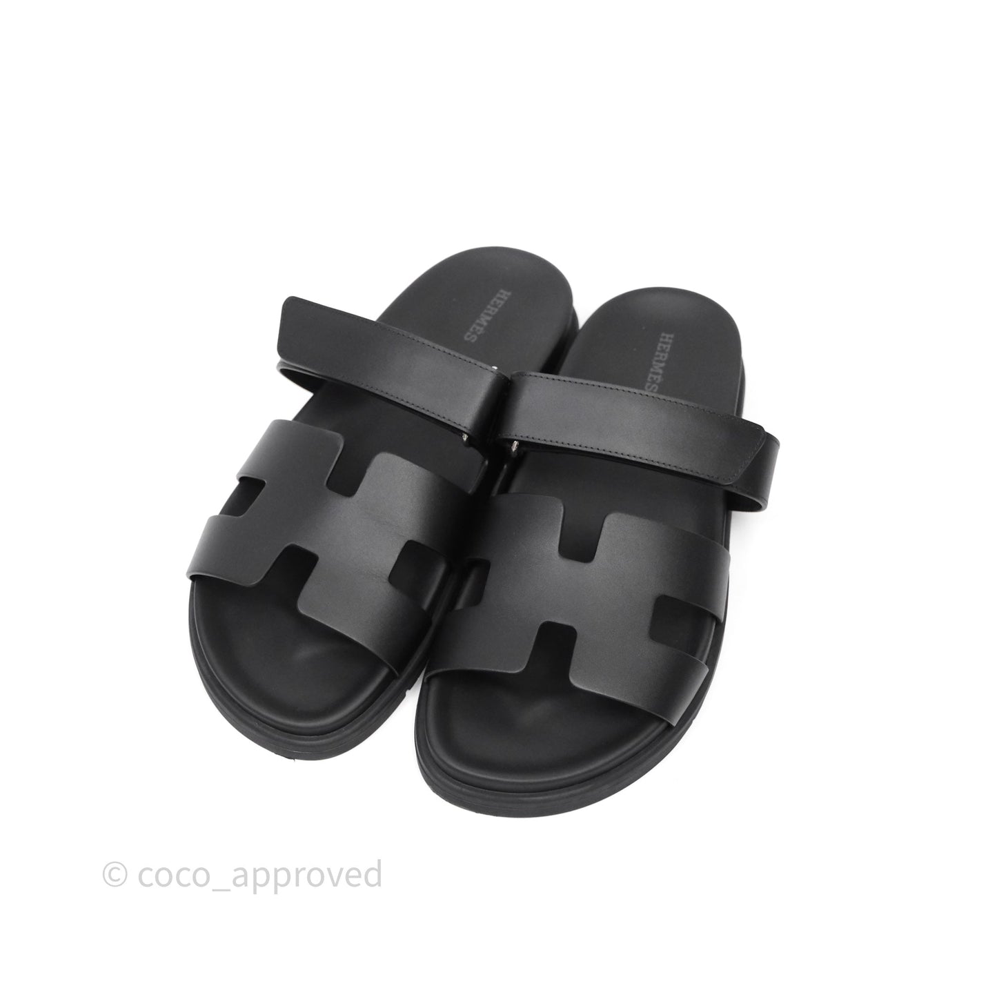 Hermès Chypre Sandal Calfskin Black Size 40