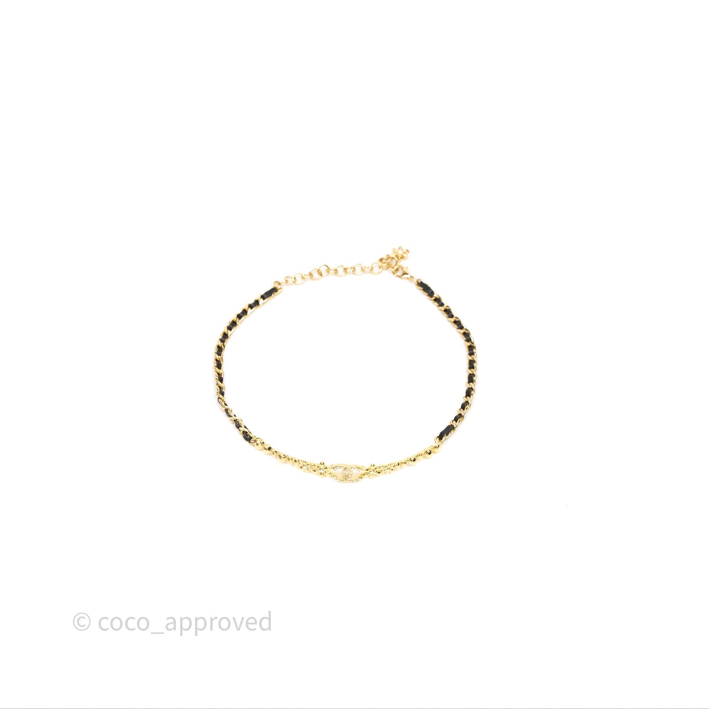 Chanel CC Crystals Woven Choker Gold Tone 23A