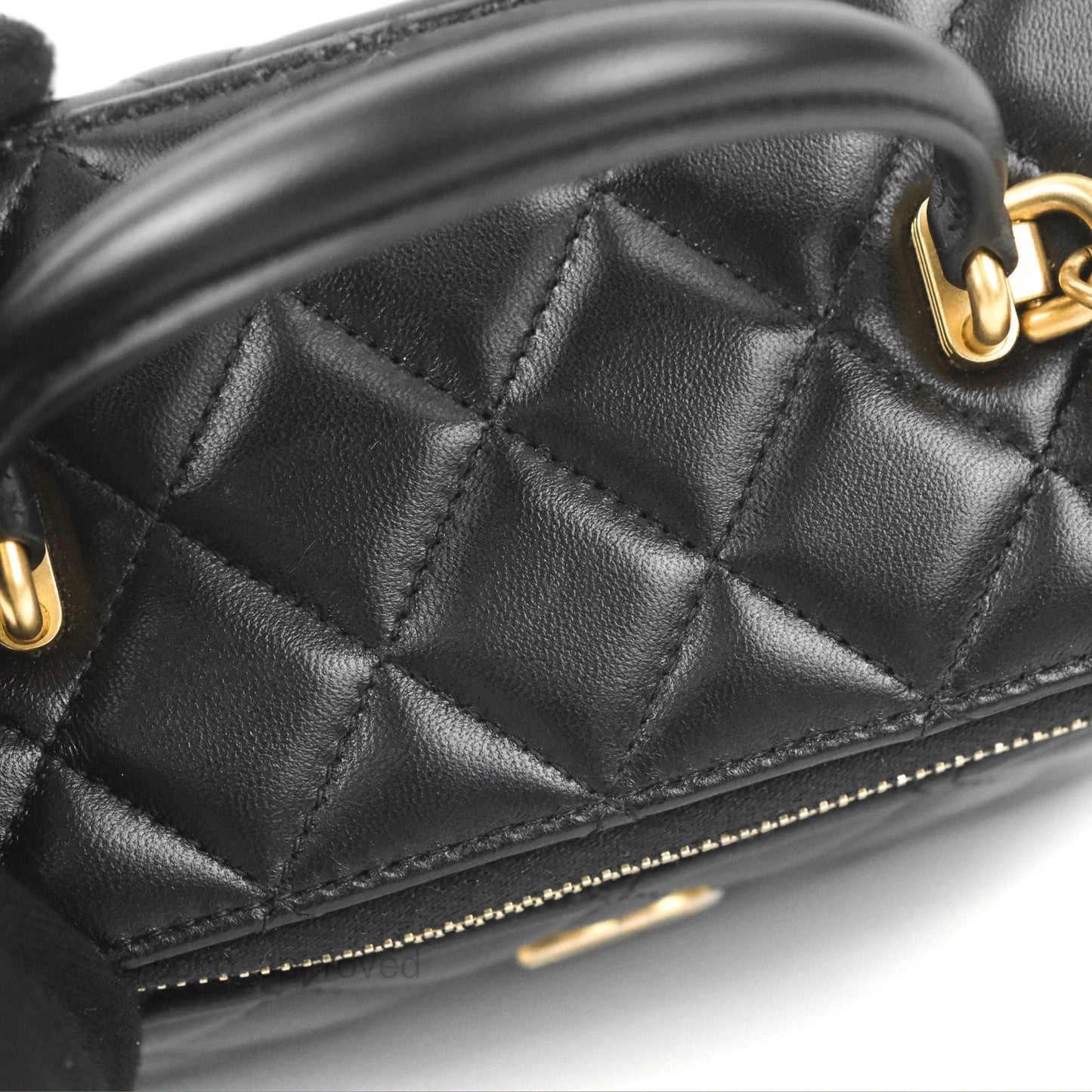Chanel Vanity Rectangular Top Handle Black Lambskin Gold Hardware