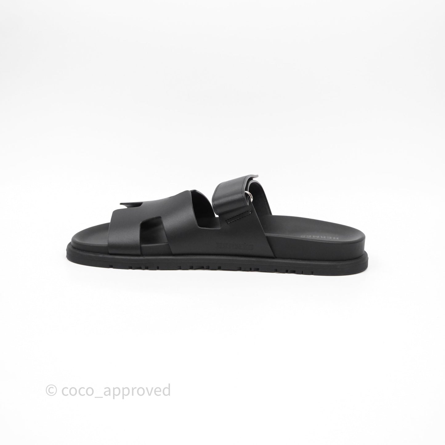 Hermès Chypre Sandal Calfskin Black Size 40