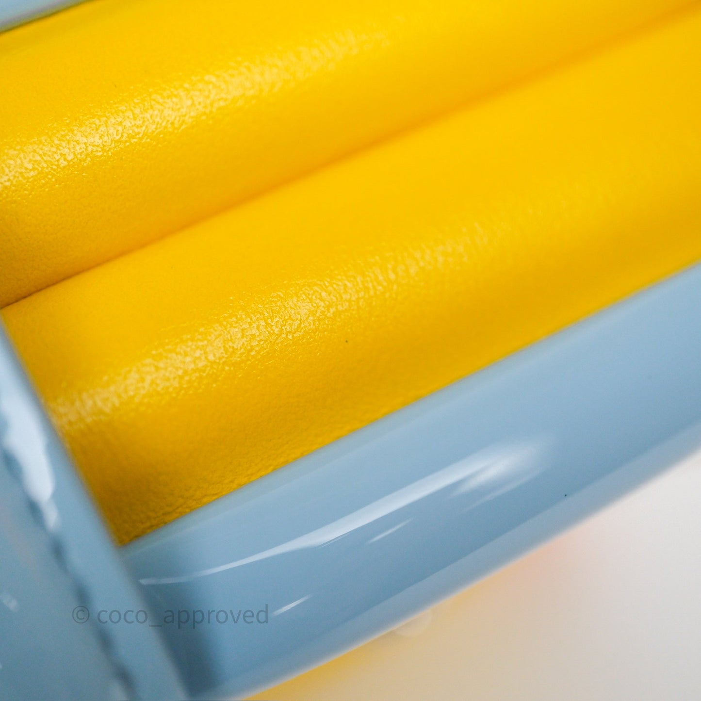 Louis Vuitton Petite Malle in Yellow/ Light Blue Glossy Calfskin Silver Hardware