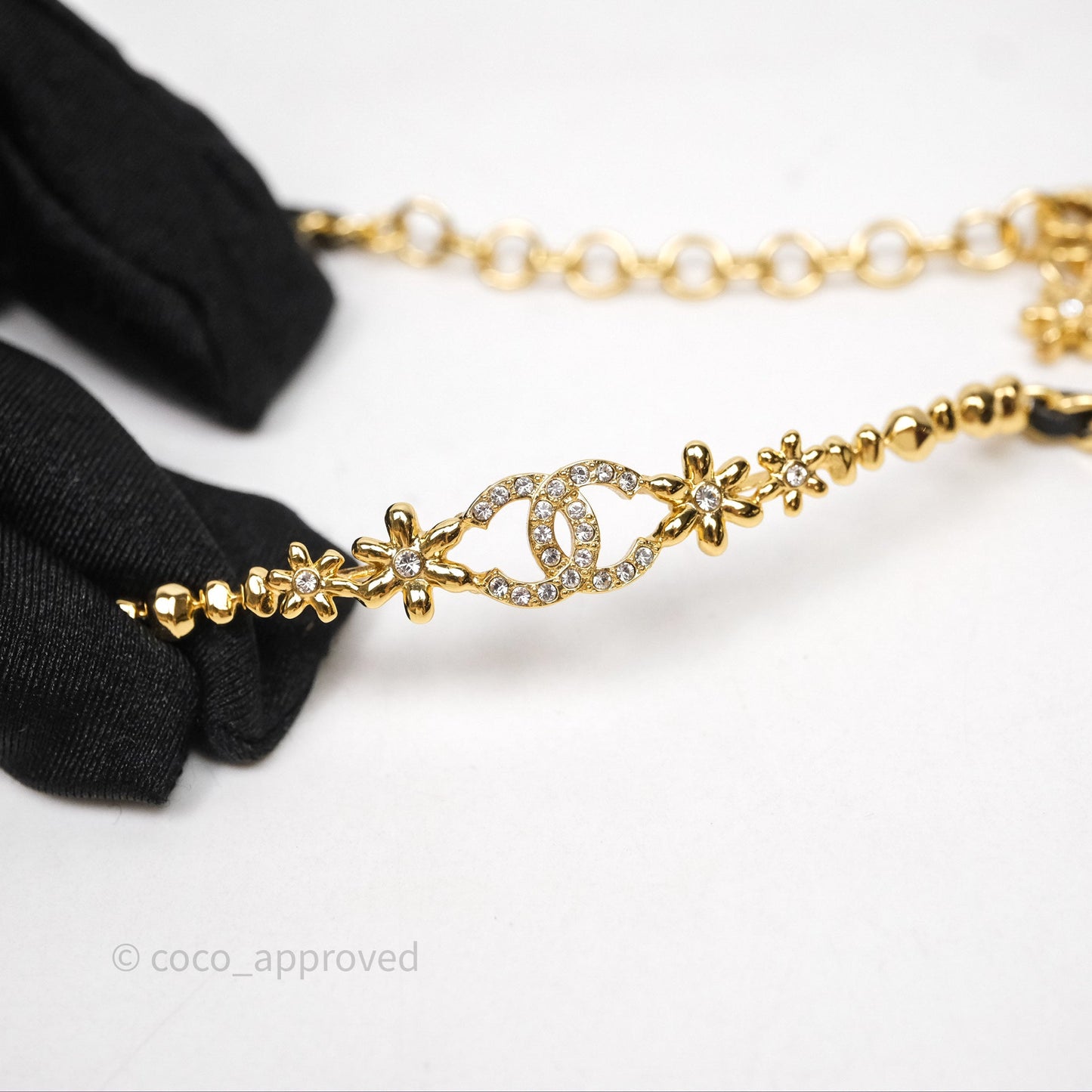 Chanel CC Crystals Woven Choker Gold Tone 23A