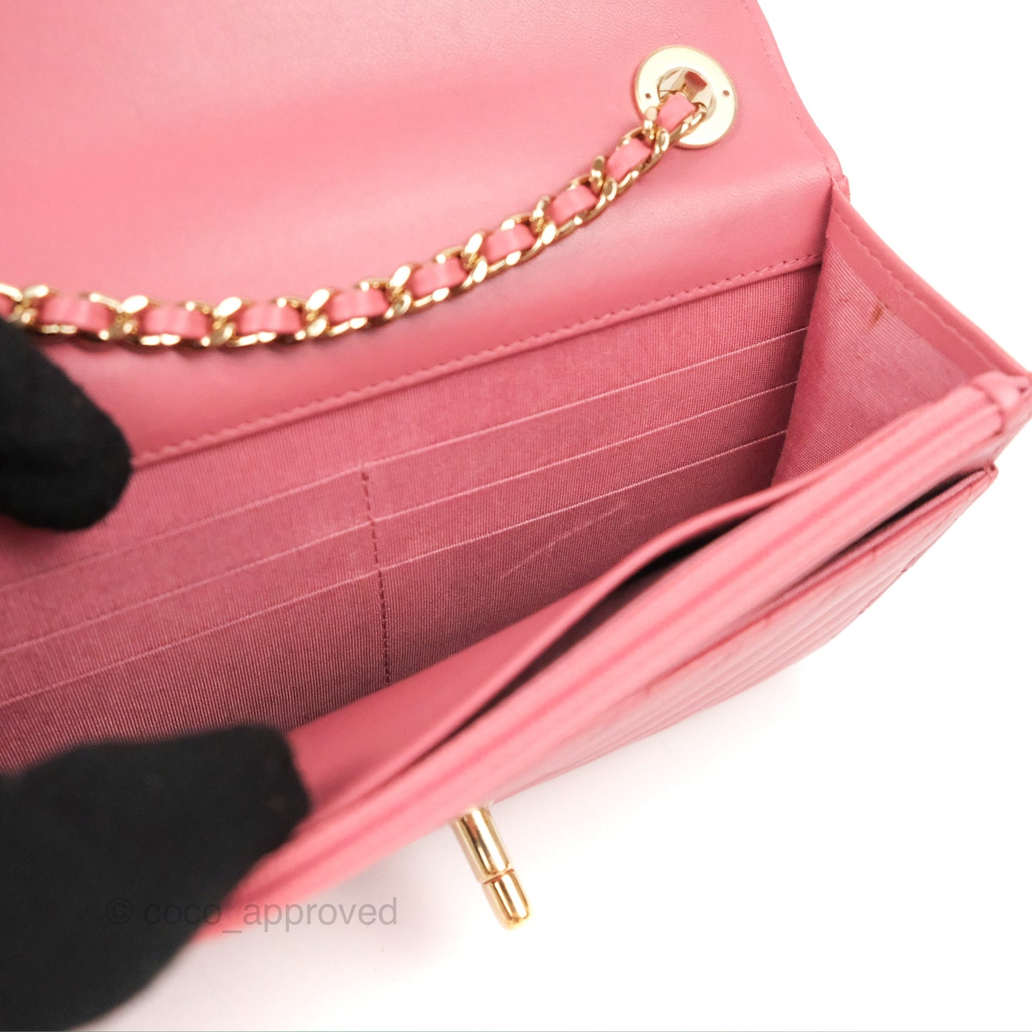 Chanel Trendy CC WOC Chevron Pink Lambskin Gold Hardware