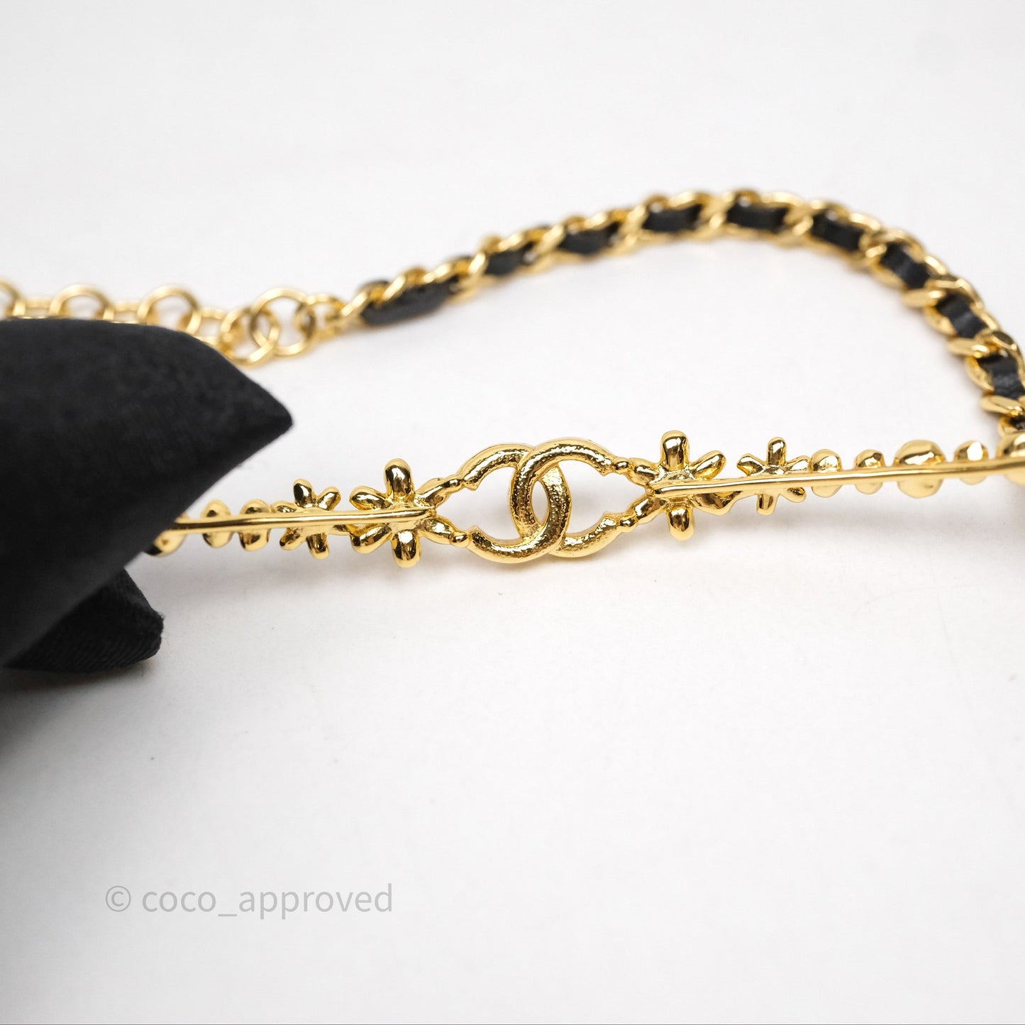 Chanel CC Crystals Woven Choker Gold Tone 23A