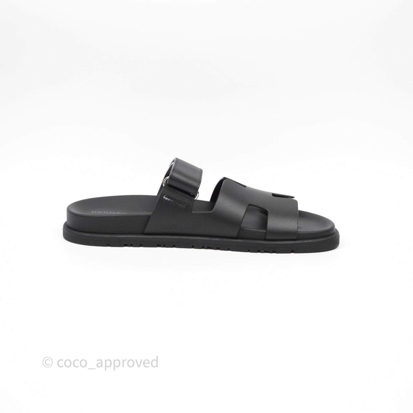 Hermès Chypre Sandal Calfskin Black Size 40
