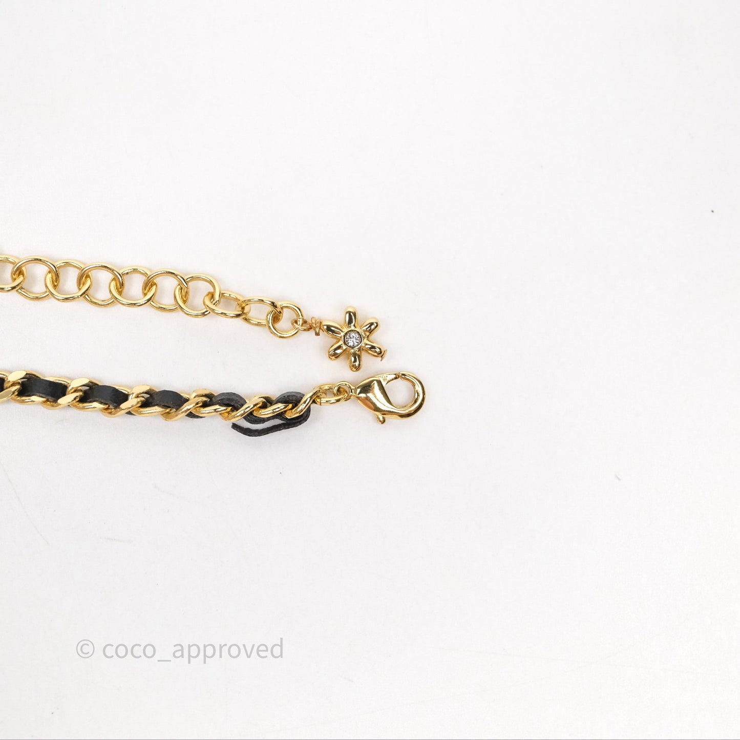 Chanel CC Crystals Woven Choker Gold Tone 23A