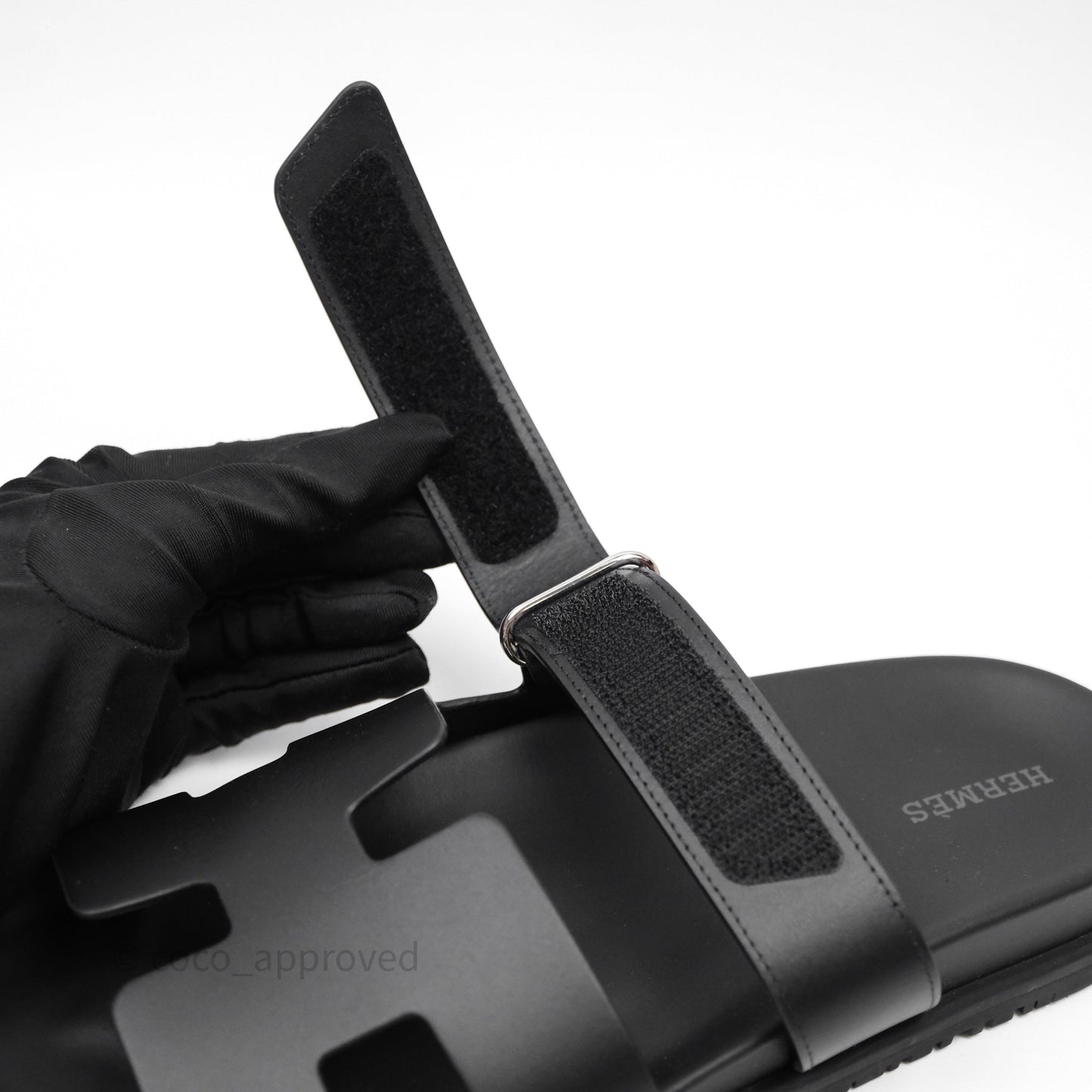 Hermès Chypre Sandal Calfskin Black Size 40