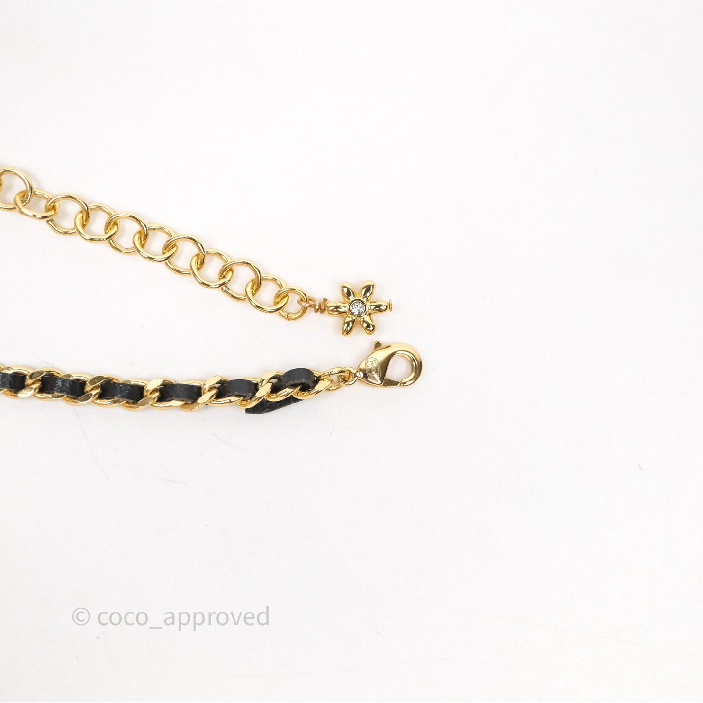 Chanel CC Crystals Woven Choker Gold Tone 23A