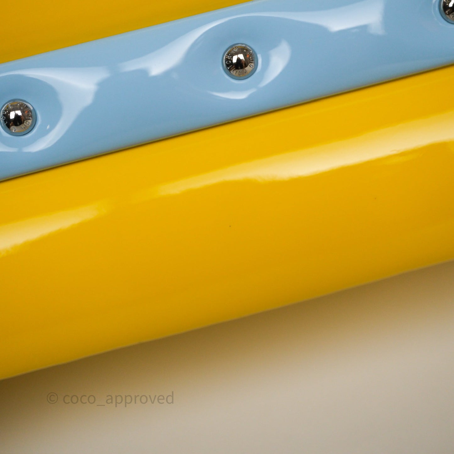 Louis Vuitton Petite Malle in Yellow/ Light Blue Glossy Calfskin Silver Hardware