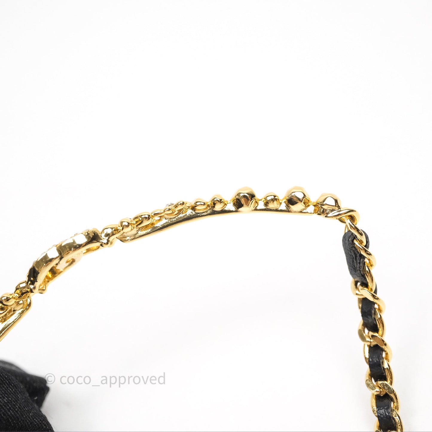 Chanel CC Crystals Woven Choker Gold Tone 23A