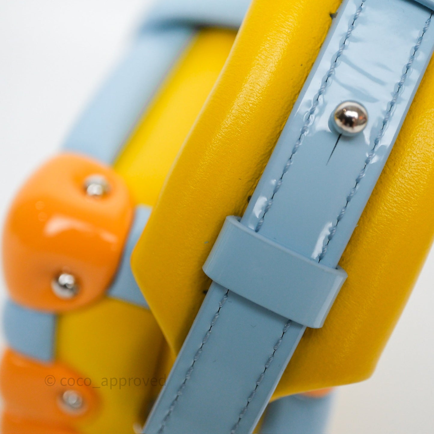 Louis Vuitton Petite Malle in Yellow/ Light Blue Glossy Calfskin Silver Hardware