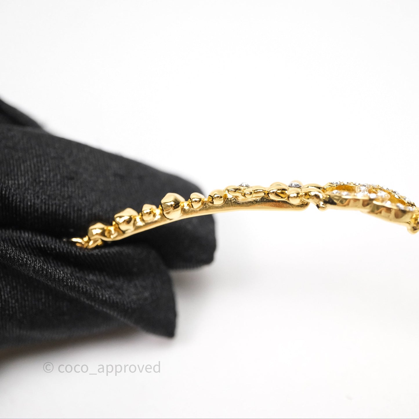 Chanel CC Crystals Woven Choker Gold Tone 23A