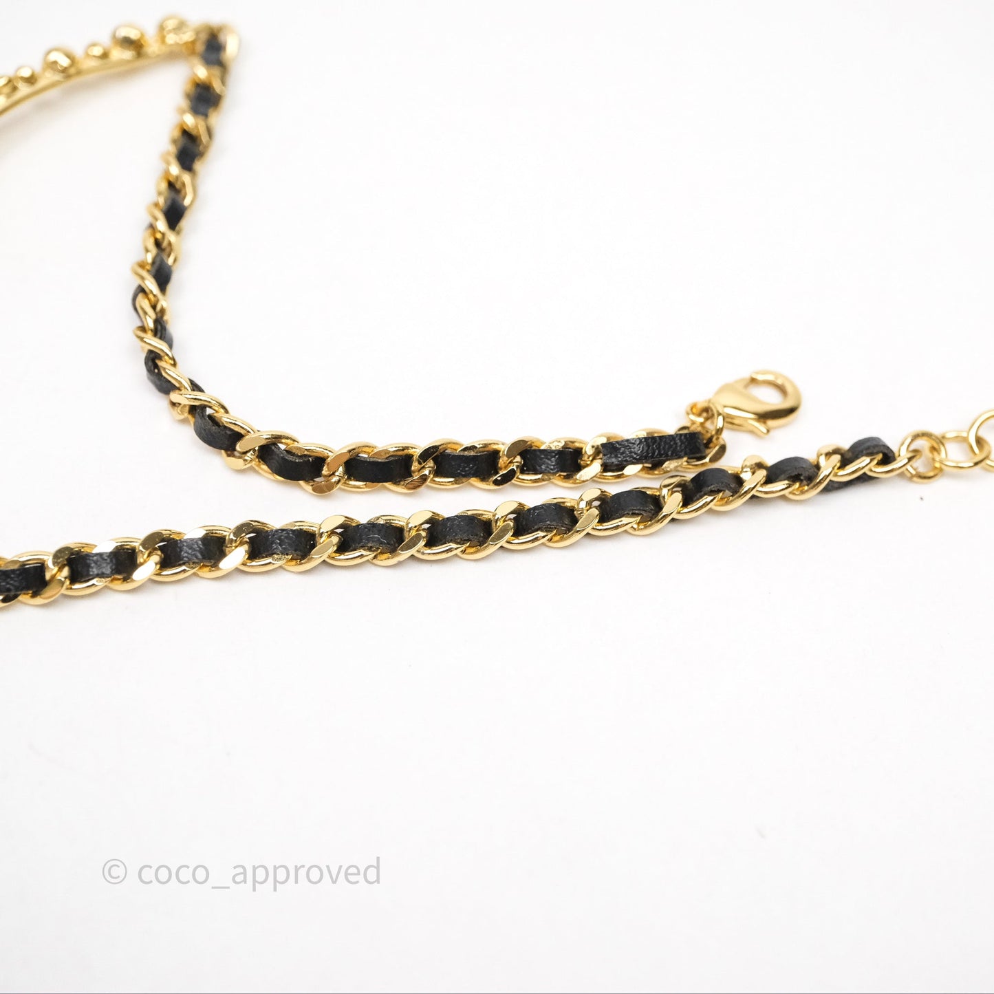 Chanel CC Crystals Woven Choker Gold Tone 23A