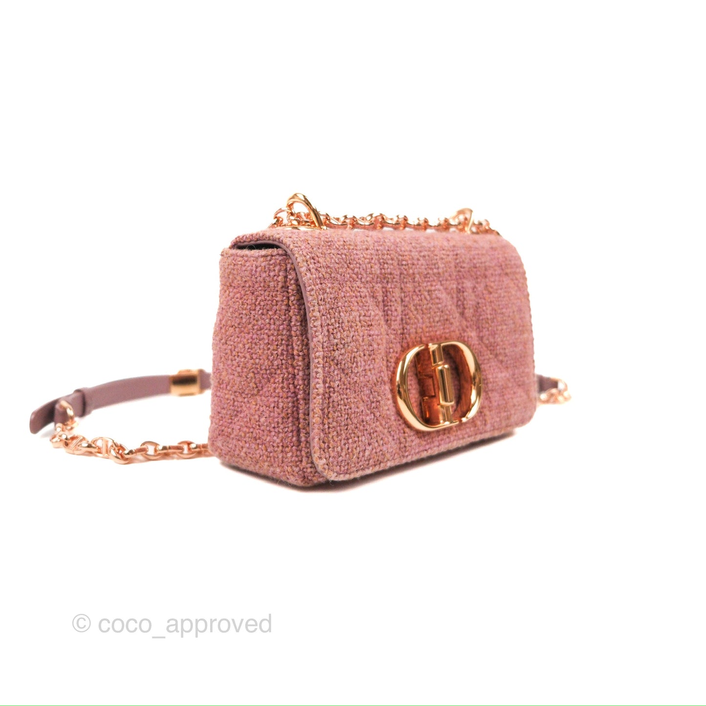 Dior Small Caro Bag Dark Pink Violine Canvas Rose Gold