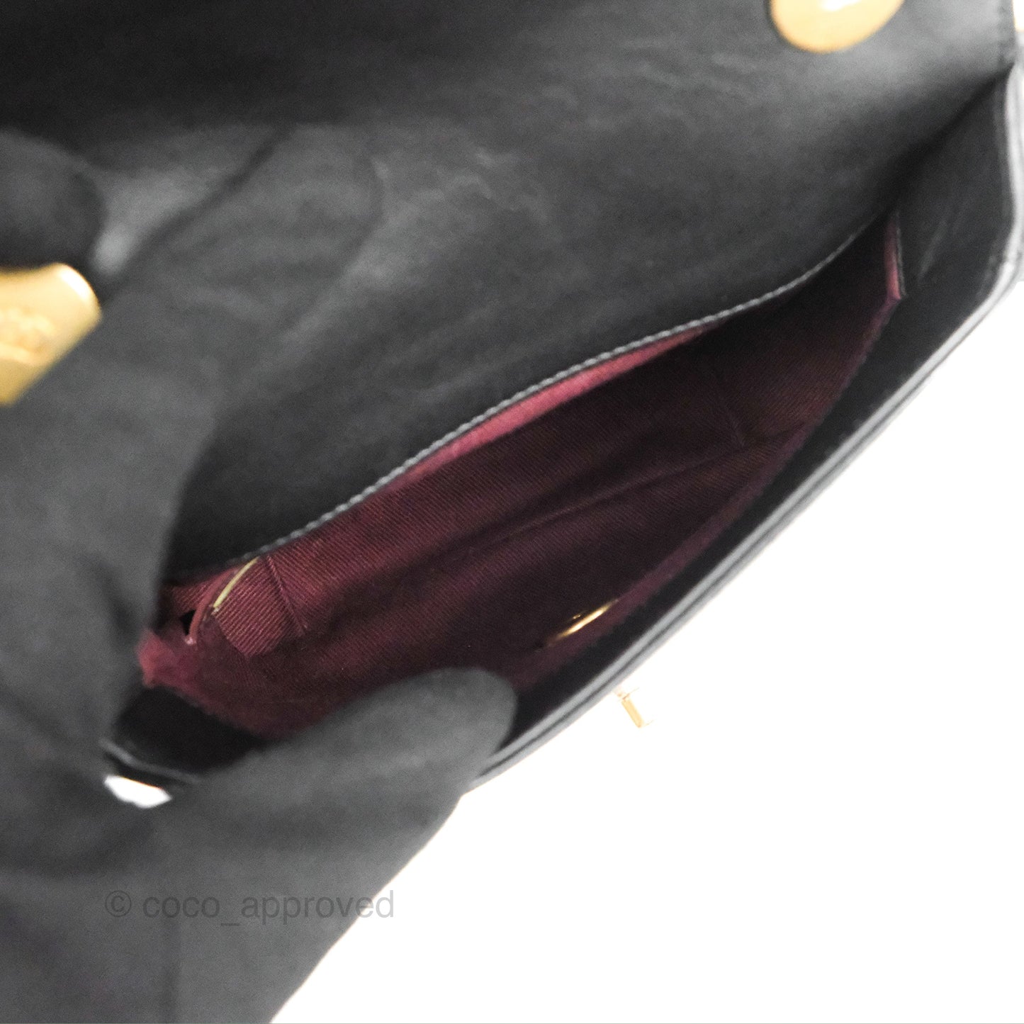 Chanel Chain Handle Flap Bag Black Calfskin Aged Gold Hardware