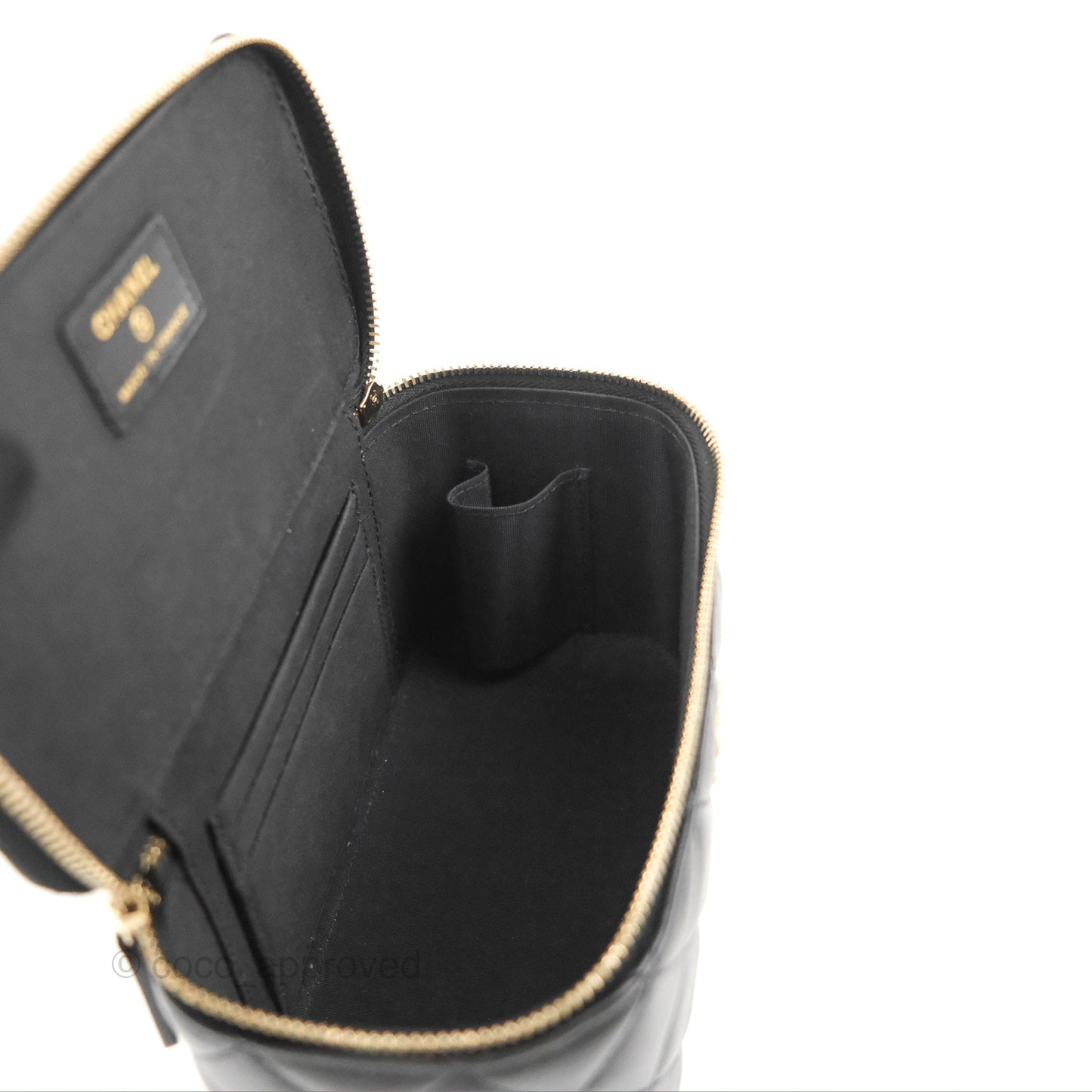 Chanel Vanity Rectangular Top Handle Black Lambskin Gold Hardware
