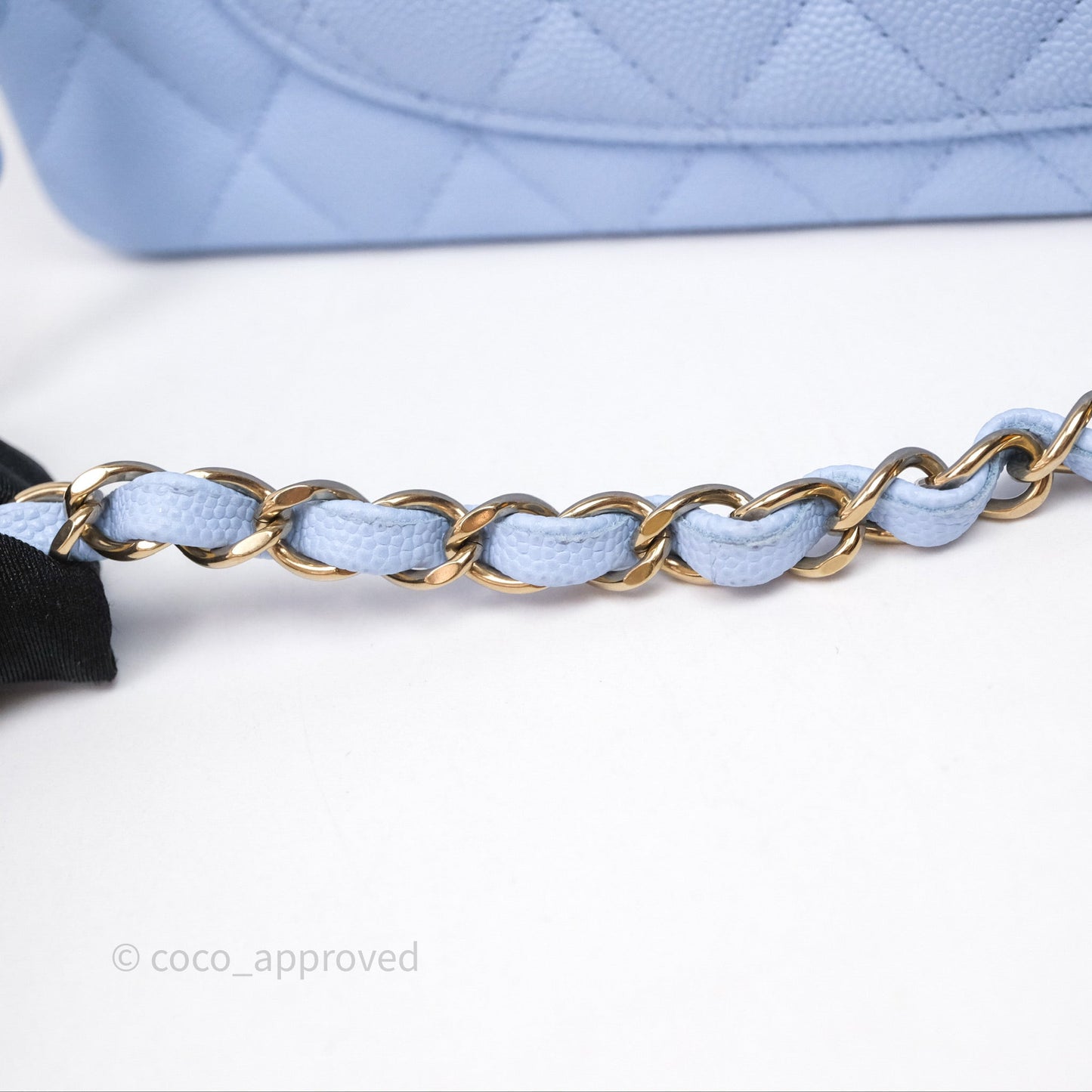 Chanel Small Classic Flap Quilted Sky Blue Caviar Gold Hardware