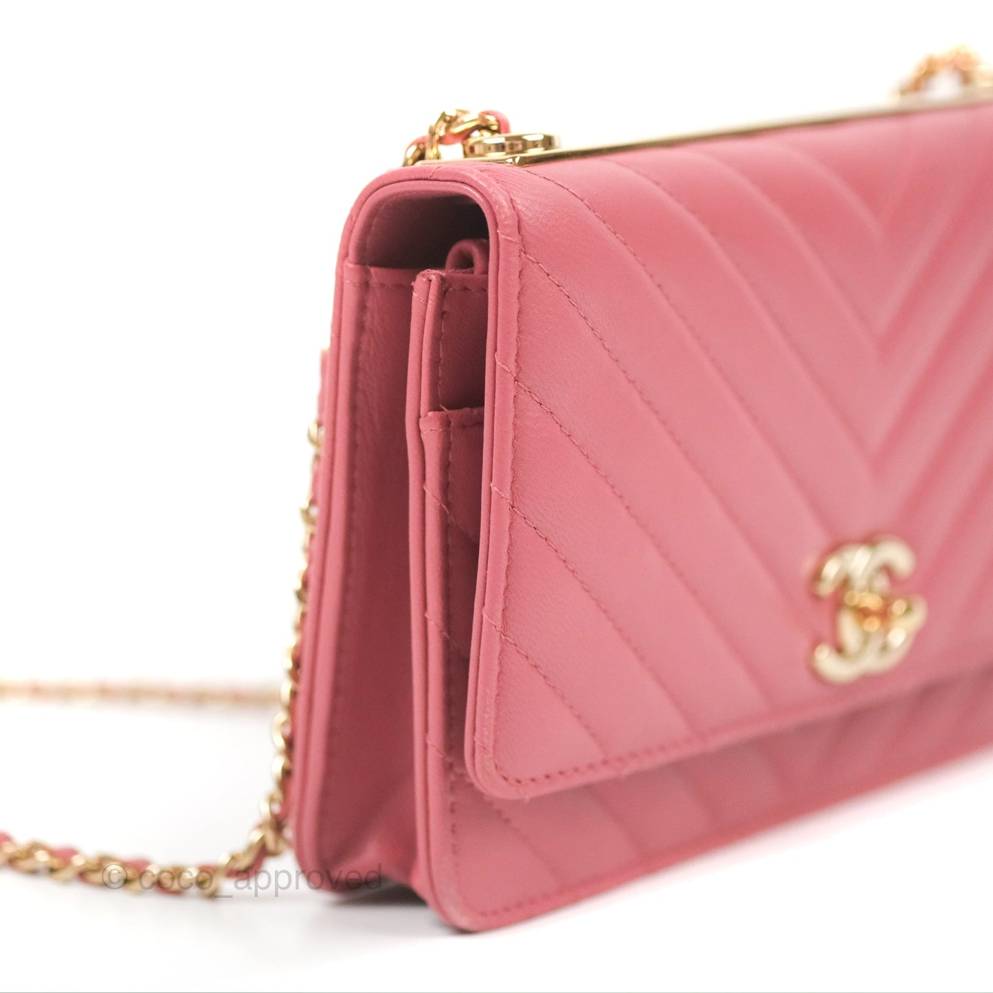 Chanel Trendy CC WOC Chevron Pink Lambskin Gold Hardware
