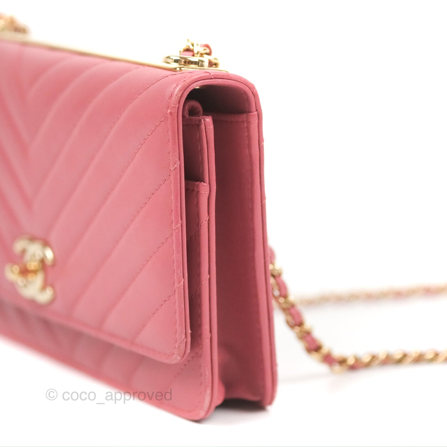 Chanel Trendy CC WOC Chevron Pink Lambskin Gold Hardware