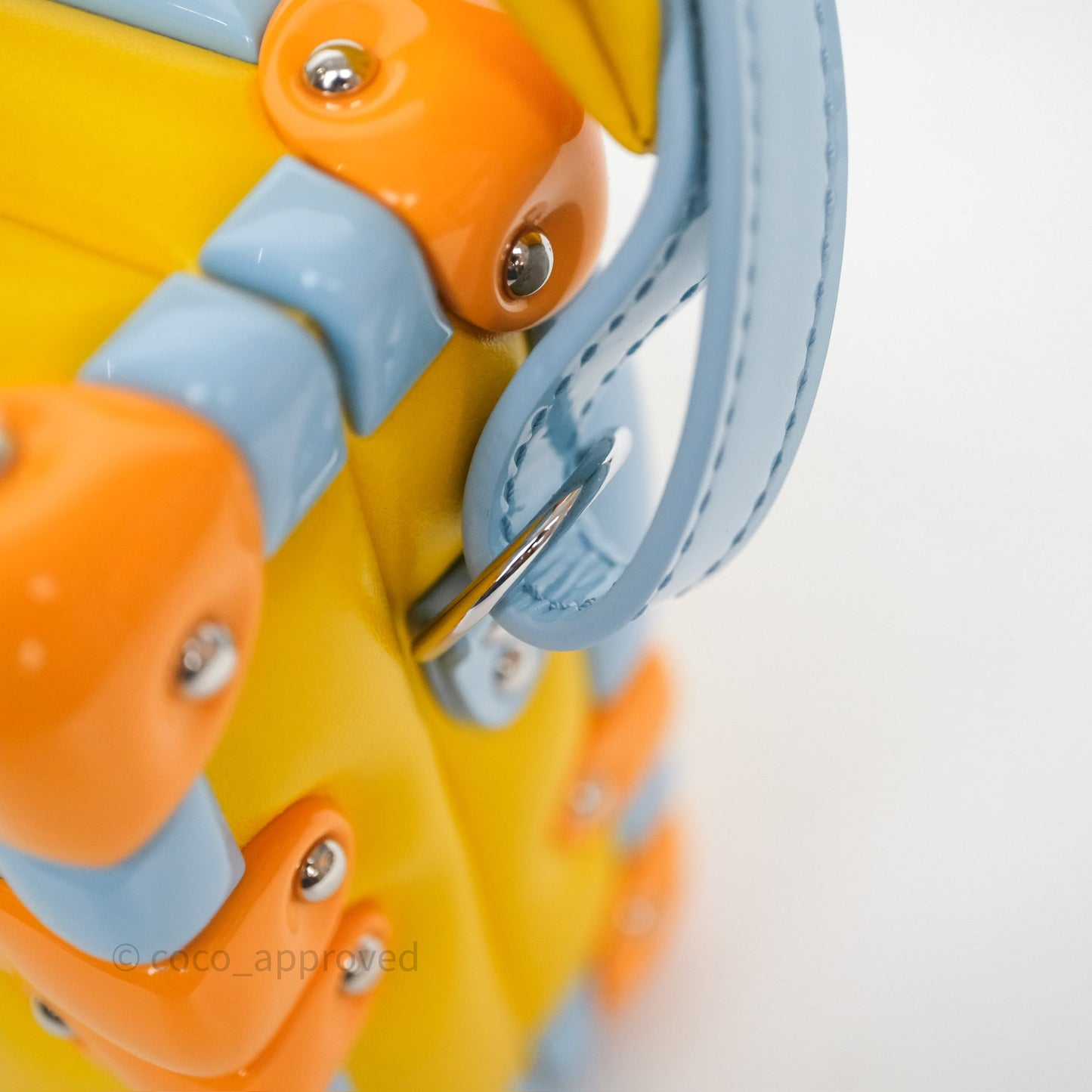 Louis Vuitton Petite Malle in Yellow/ Light Blue Glossy Calfskin Silver Hardware
