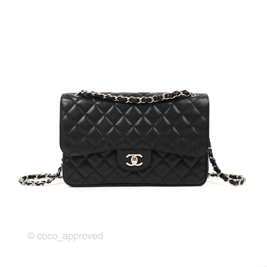 Chanel Jumbo Double Flap Black Caviar Silver Hardware⁣⁣