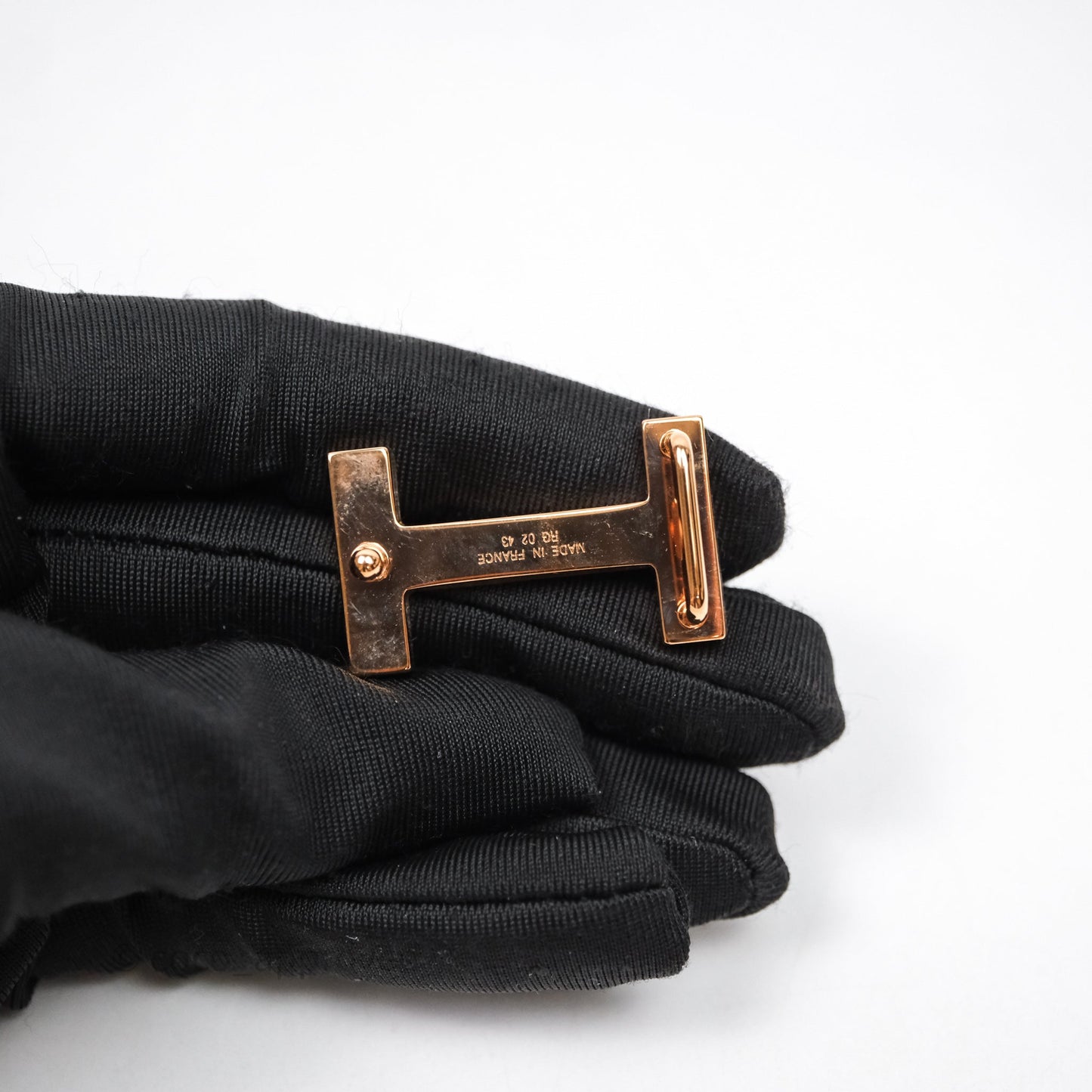 Hermès H Constance Mini Belt Buckle & Reversible Blue Jean Swift / Biscuit Epsom Rose Gold Hardware