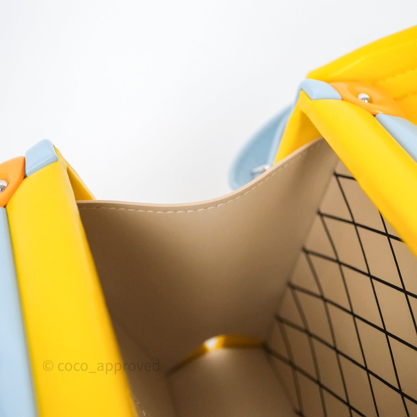Louis Vuitton Petite Malle in Yellow/ Light Blue Glossy Calfskin Silver Hardware