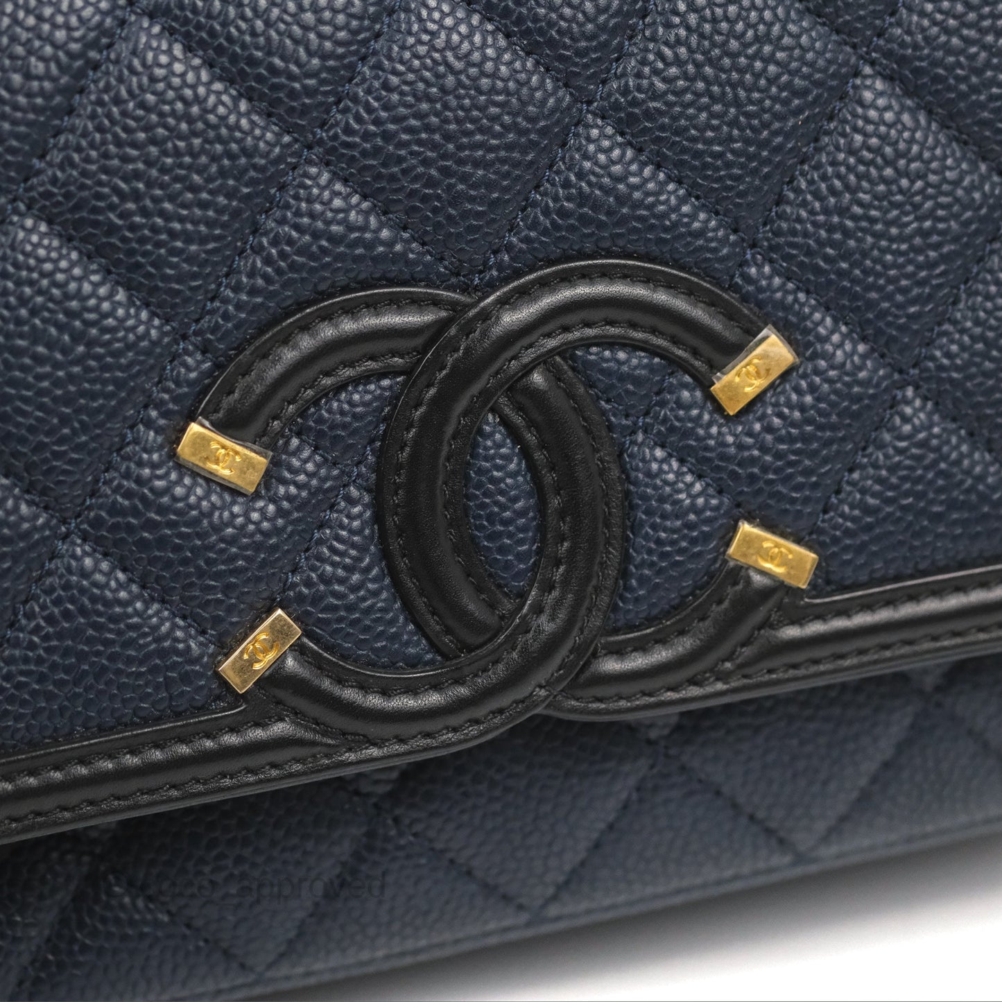 Chanel Quilted Small CC Filigree Flap Navy Black Caviar
