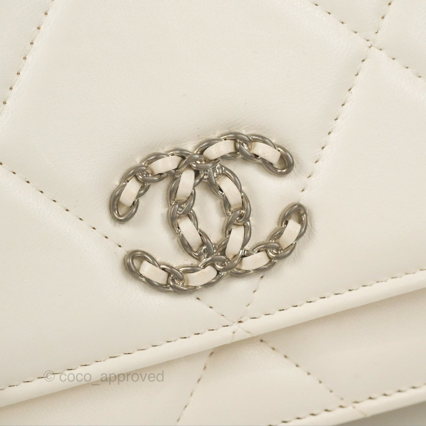 Chanel 19 Wallet on Chain WOC White Mixed Hardware
