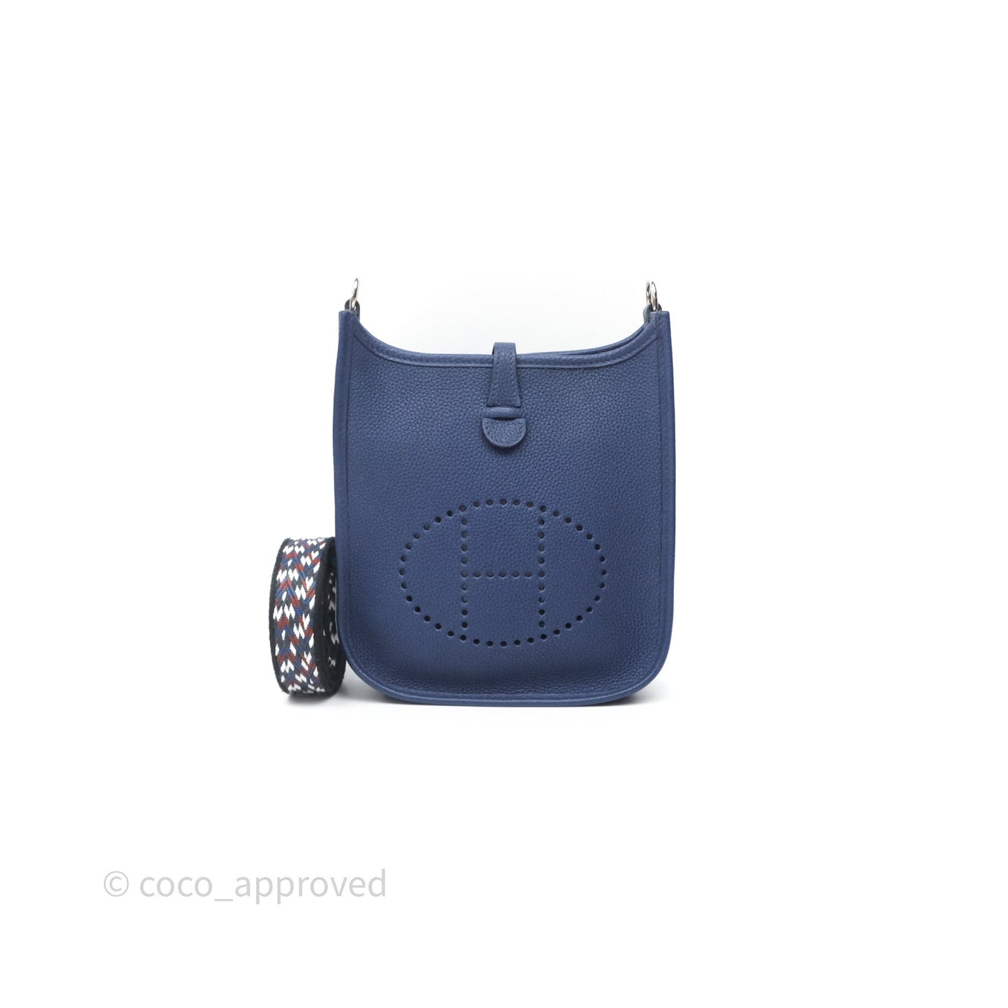 Hermès Mini Evelyne 16 Bleu Saphir 73 Taurillon Maurice Palladium Hardware