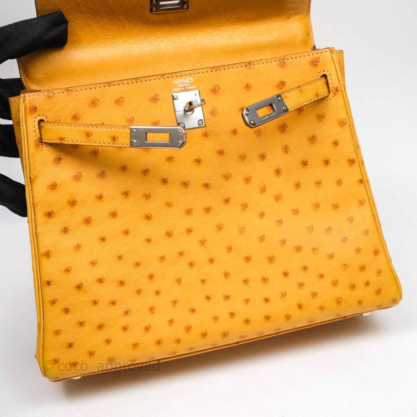 Hermès Kelly 25 Sable Ostrich Palladium Hardware