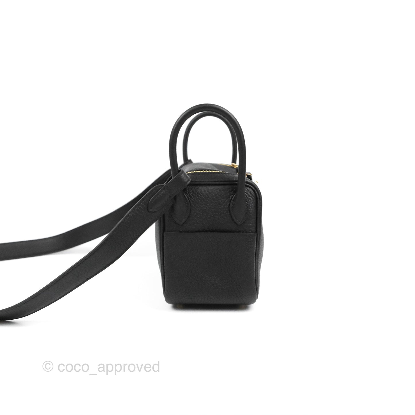 Hermès Mini Lindy 20 Black Clemence Gold Hardware