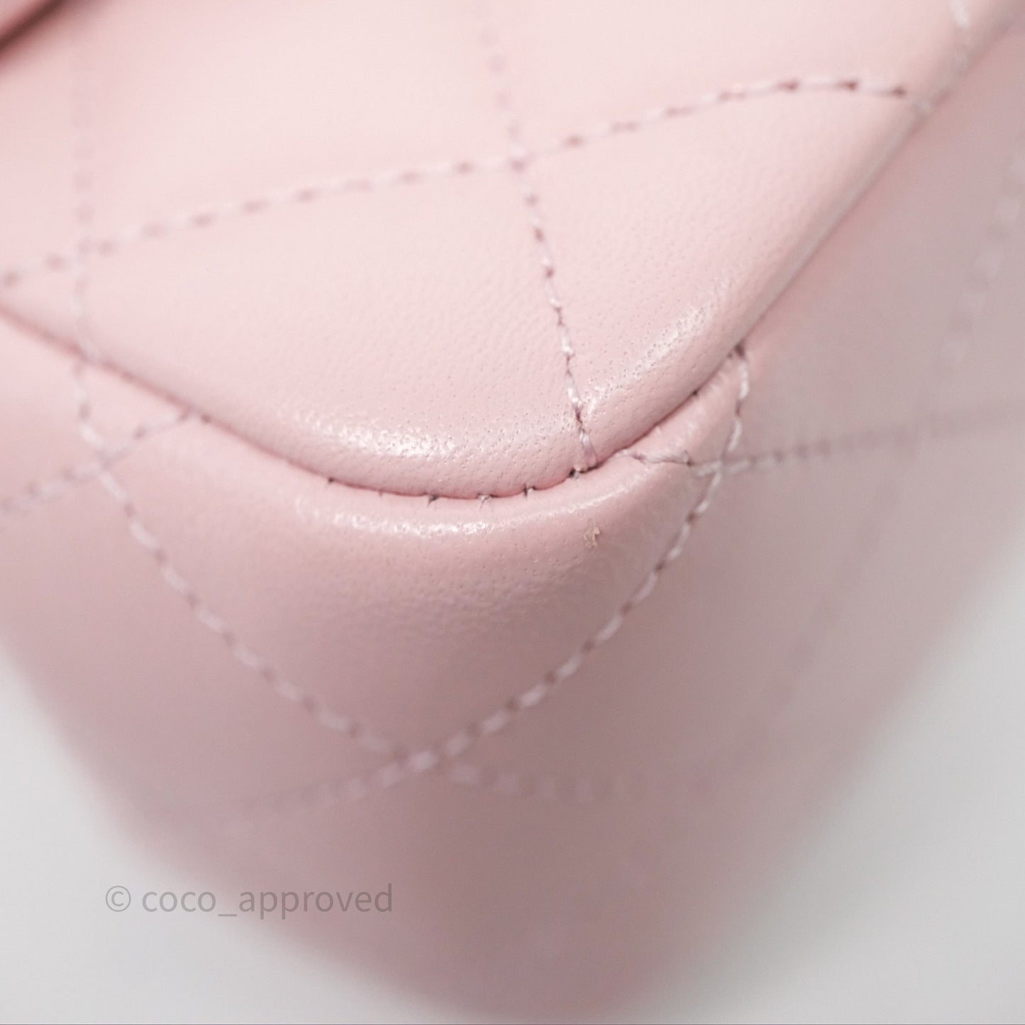 Chanel Pearl Crush Mini Square Quilted Dusty Pink Lambskin Aged Gold Hardware