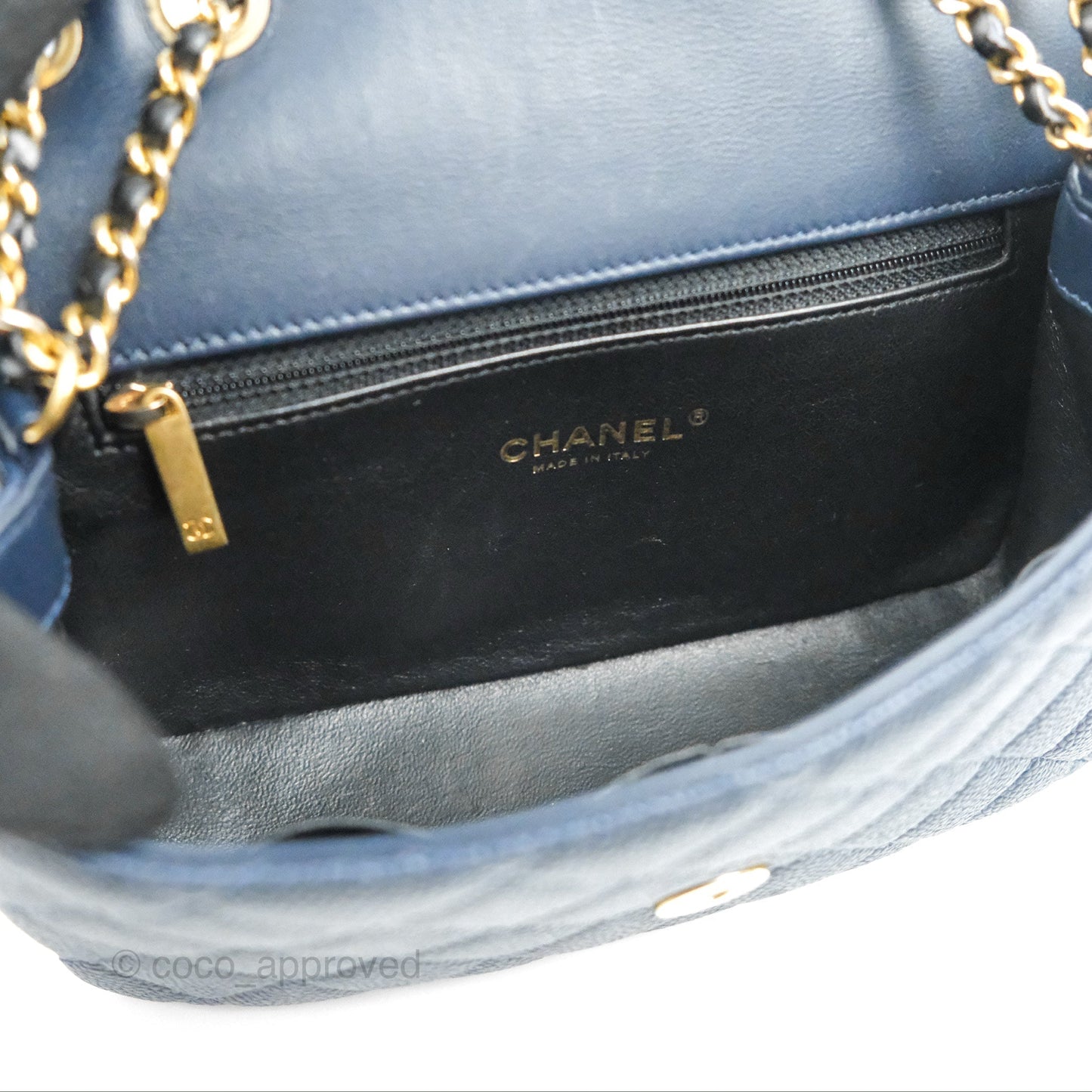 Chanel Quilted Small CC Filigree Flap Navy Black Caviar