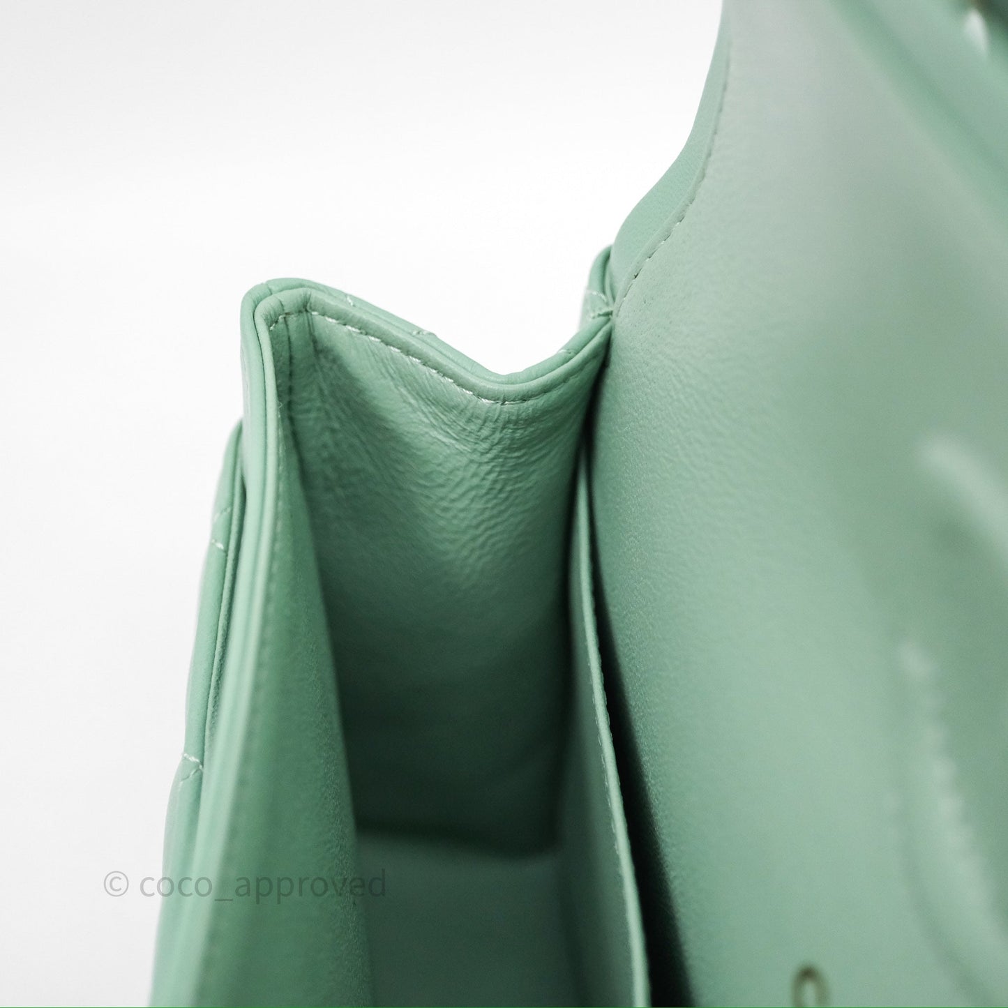 Chanel Small Classic Flap Quilted Mint Green Lambskin Gold Hardware